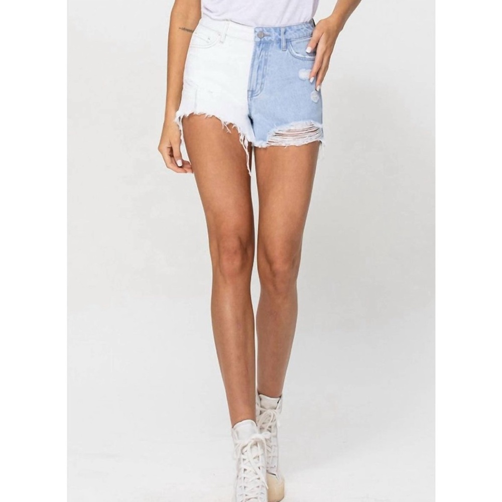 Vervet By Flying Monkey Color Block High Rise Rebecca Stretch Shorts